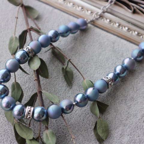 【6/4販売】accent pearl ○aurora Blue○【ネックレス】