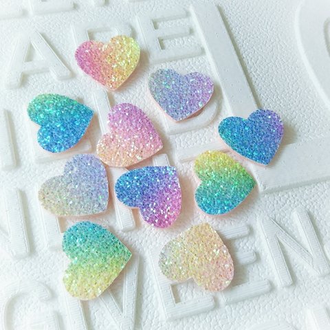 sale!!【10枚set】ハート型キラキラワッペン♡