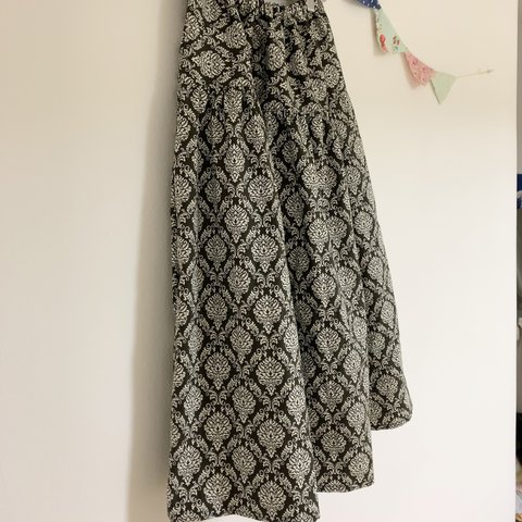 ＊Damask♪ロングティアードスカート（charcoal gray)＊