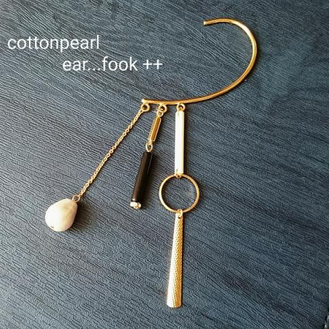 【再販】cotton pearl：3motifs イヤーフック【片耳用】＋＋・..・・