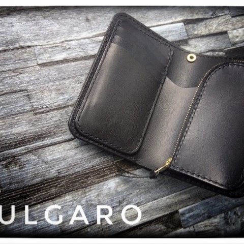 ◆イタリアンレザー◆ブルガロ　Middle　Wallet◆BLACK