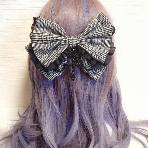 【plaid ribbon】リボンバレッタ