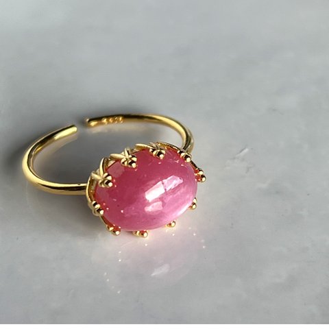 大ぶり❤️ Pink Sapphire Ring【gift box】125