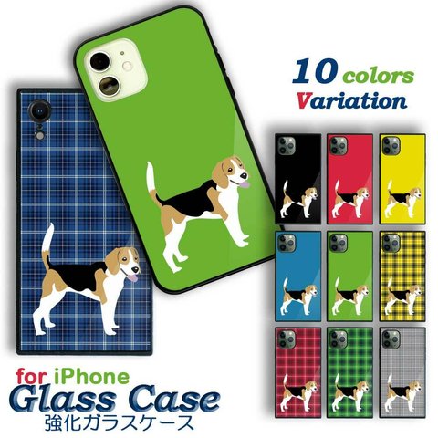 【 ビーグル 】 強化ガラスiPhoneケース 強化ガラス iPhone アイフォン 耐衝撃 スマホケース スマホカバー バックカバー バンパー TPU