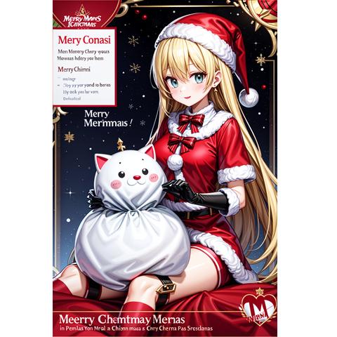 クリスマスカード　CHRISTMAS CARD　女性サンタクロース