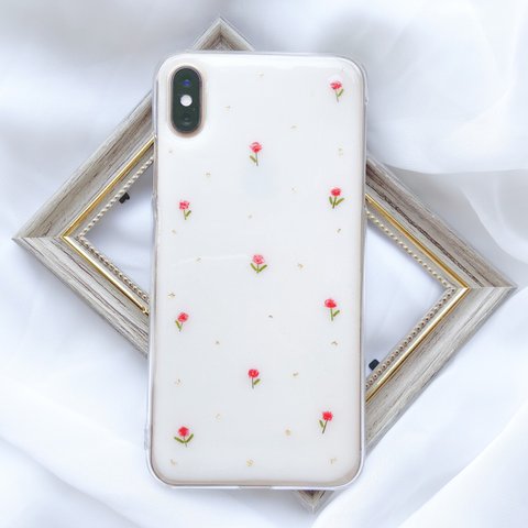 (iphone・xperia対応)小花柄 iPhoneケース