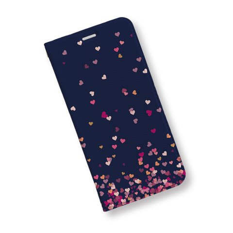 Flying Heart♡Navy　帯なしハイクオリティ手帳型ケース　iPhoneケース