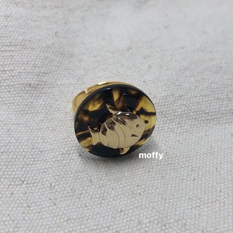 vintage button ring (0030) ヴィンテージボタンリング アンティーク レトロ 魚 フィッシュ さかなちゃん 指輪 フランダー