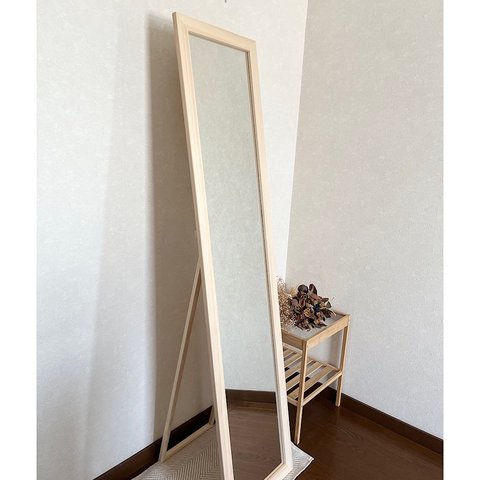 new【日本製】全身鏡　スタンドミラー　アンティーク　無塗装