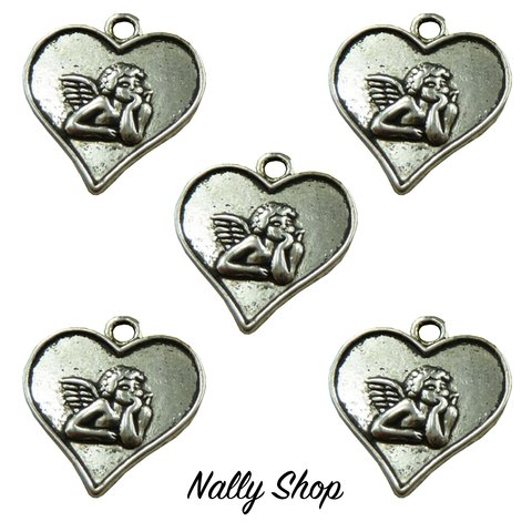 【10個】再入荷！Heart Angel Silver Charm【MS0177】