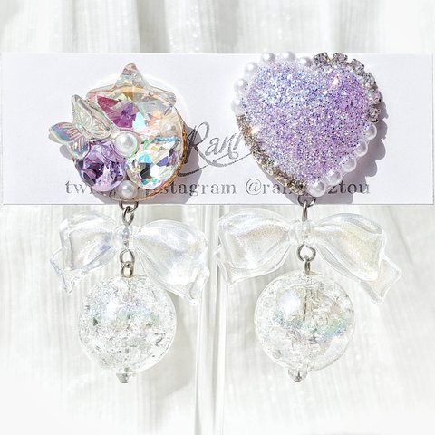 Sugar bonbon（lavender）  ピアス イヤリング  ビジューボックス    ビジュー   ガーリー  ロリータ  魔法  ウェディング  クリスマス  プレゼント