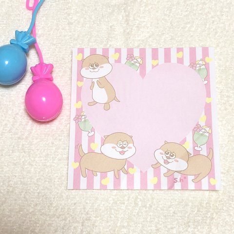 【バラメモ】かわうそちゃん 9×9cm 40枚入