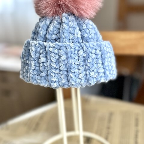 ブライス　手編み　ベルベット　帽子