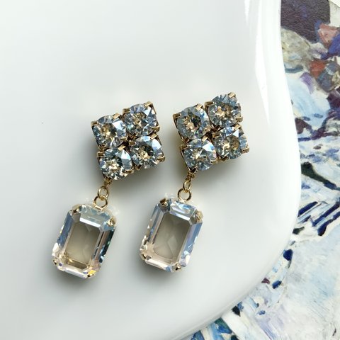 rhombus crystal moonlight pierce / earring