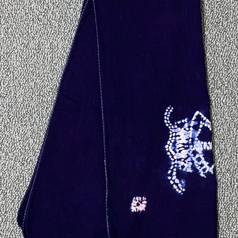 天然藍染　ダブルガーゼタオル　手縫い絞り染　ヨットの柄