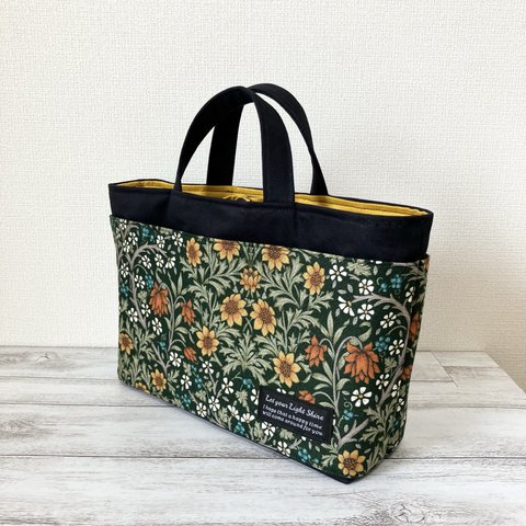 自立する　バッグインバッグ　ミニトートバッグbotanical green