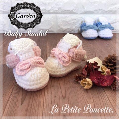 ✽Baby Sandal✽【Garden-❁-Powder Pink-】０歳からのベビーシューズ/ルームシューズ