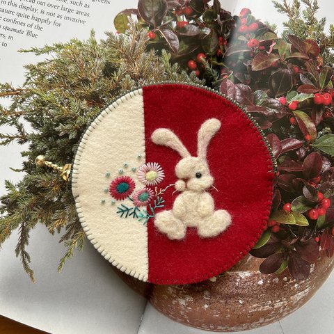 🐰felt  de  patchworkうさぎのコインケース🐰