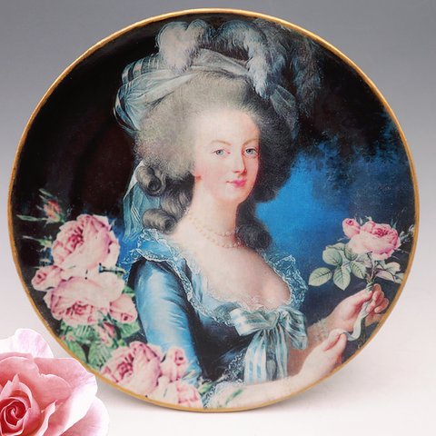マリーアントワネット★ルブラン青★磁器製デコパージュ飾り皿  ロココ ヴィクトリアン Shabby chic Marie Antoinette Plate