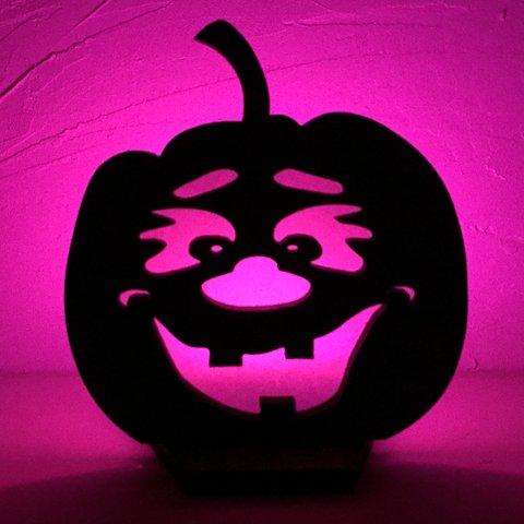 Halloweenかぼちゃランプ　 『かぼちゃ3』　七色に変化するLEDキャンドル付き