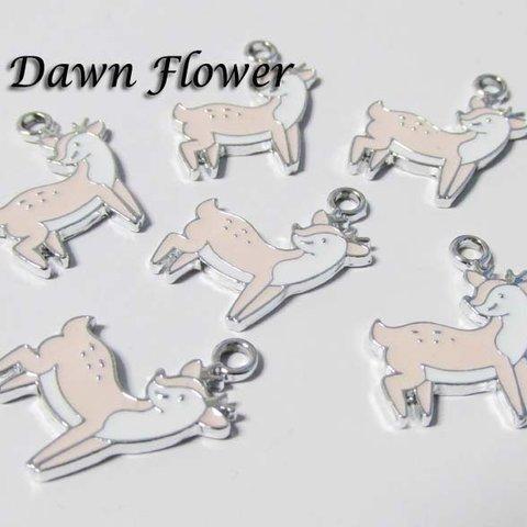 【D-0182】10pcs　鹿　22×18mm　ピンク　チャーム