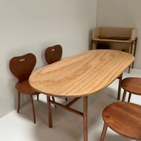 ミニチュア家具 5点セット木製テーブル椅子マホガニー