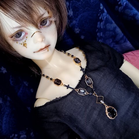 SALE■ ロングネックレス ガラスビジュー ■ SDGr Boy～70㎝ Boyドールサイズ