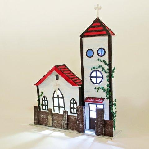 「リアル電飾」下町の教会　完成モデル　ジオラマ　ミニチュア　