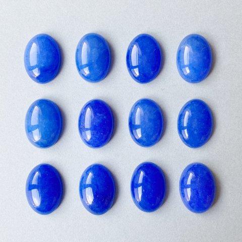 【4個】　天然石カボション　ホワイトジェイド(ブルー)　ハンドメイドパーツ　オーバル　No.010