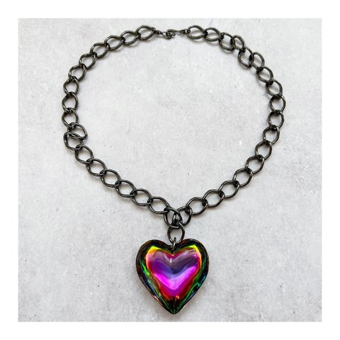 Grass heart necklace【Rainbow】