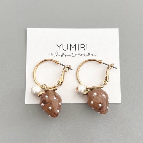 大人可愛い🤎ストロベリー　モカ　ピアス/イヤリング