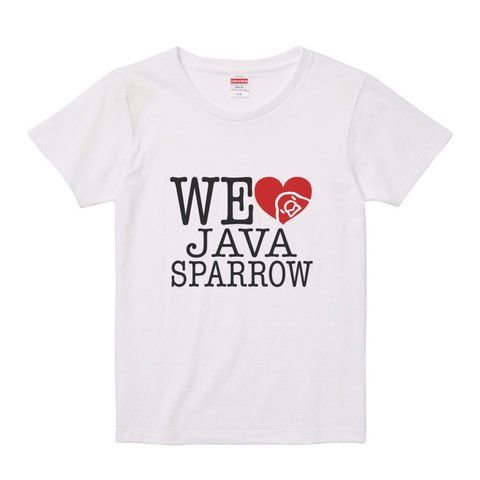 レディース文鳥Tシャツ  「WE LOVE JAVASPARROW」 【受注生産】