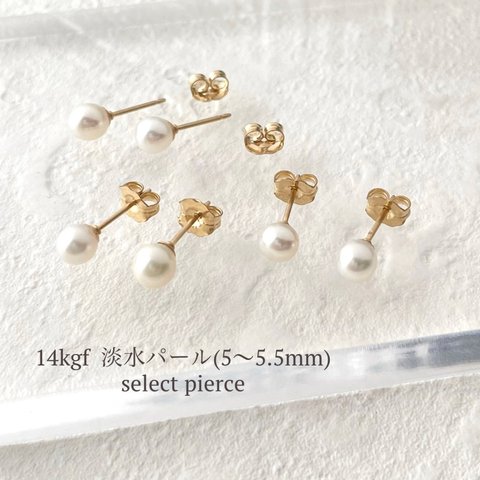 【14kgf】一粒淡水パールのセレクトピアスM (5〜5.5mm)