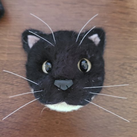 白黒猫ちゃん　羊毛フェルト　マグネット　猫