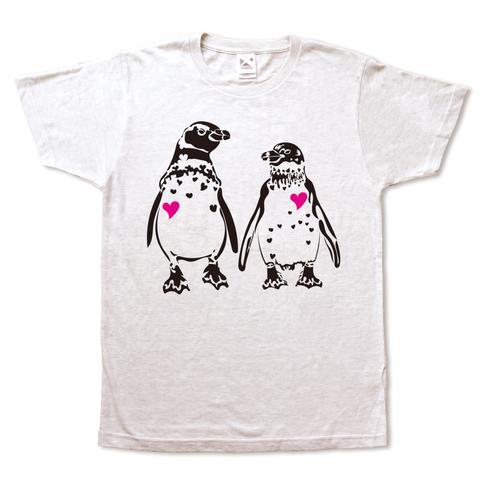 ハートペンギンの手刷りやわらかTシャツ