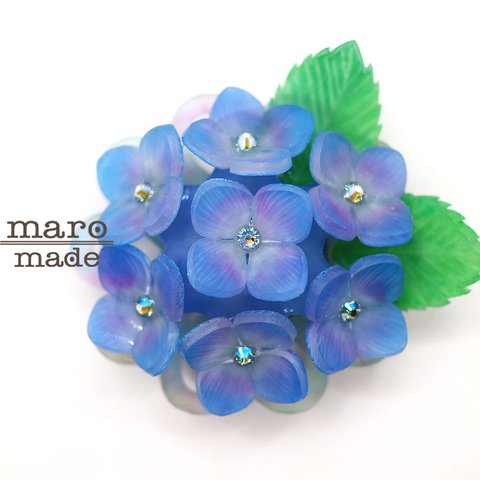 【帯留め】紫陽花-紫・ブルー