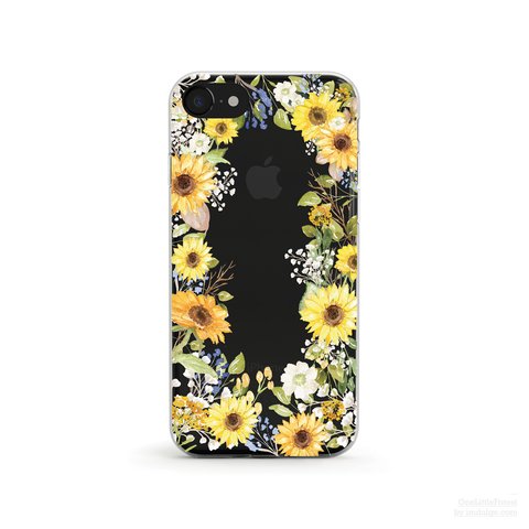 Sunflower Craze クリアソフト ケース   [ iPhone5～iPhone13 mini/ 13/ 13 Pro/ 13 Pro Max & Samsung Android ]
