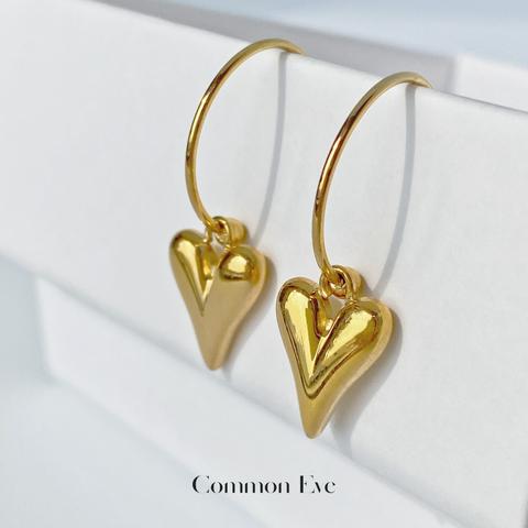 Common Eve ハートピアス /付けっぱなしOK/金属アレルギー対応/ゴールド/サージカルステンレス/ピアス/イヤリング