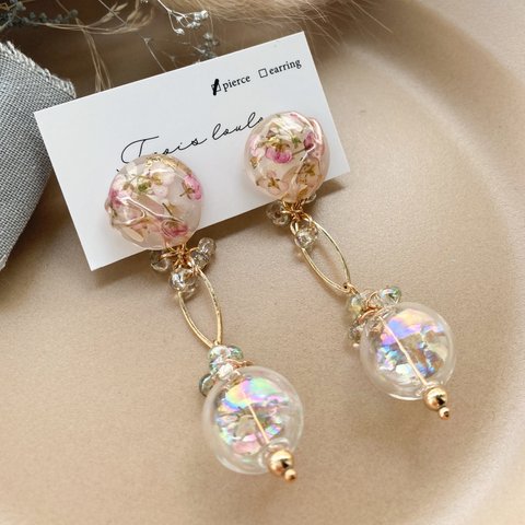 《ピアス》 aurora glass // 小花