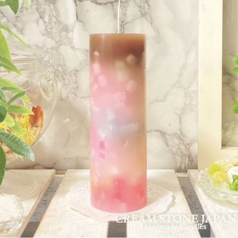 Φ5.1cm×H15cm ペタルキャンドル (ショコラ) № 000452 /Gradation Candle