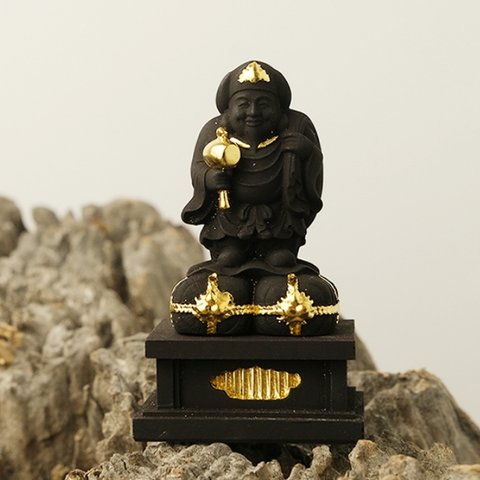  彫刻 仏教工芸品　彩繪  切金 木彫仏教　精密彫刻　極上品　仏師で仕上げ品　福神 大黒天立像 
