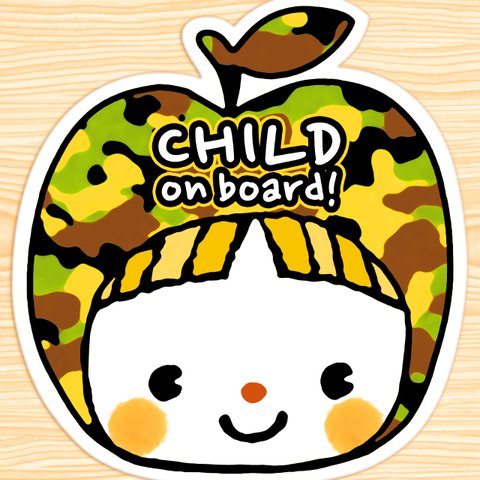 CHILD ON BOARD マグネットステッカー(カモフラりんごちゃん）