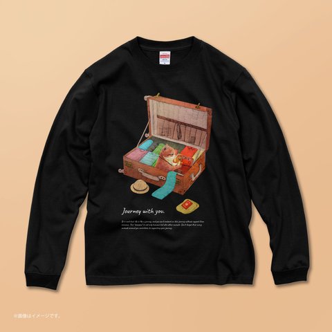 ハイクオリティー ロングTシャツ「Journey with you 一緒にいく気のネコ」 