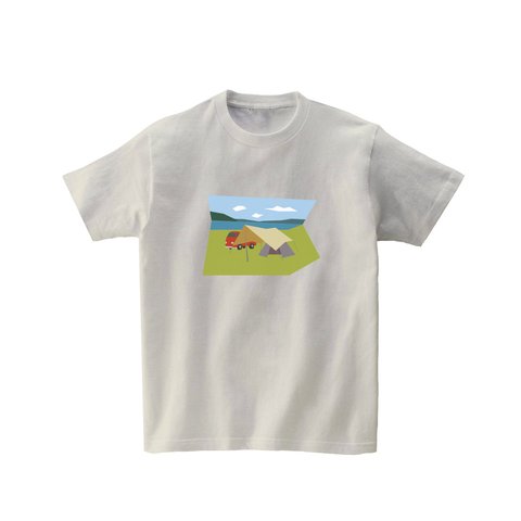 景色Tシャツ-キャンプ（シルバーグレー）