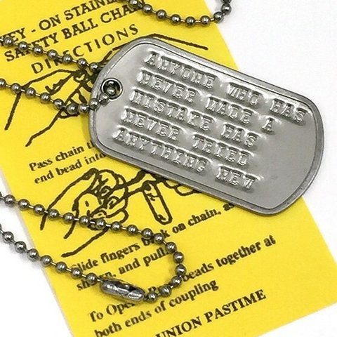 名言 DOGTAG 挫折を経験した事がない者は何も新しい事に挑戦したことが無いということだ DP-025 USA 新品