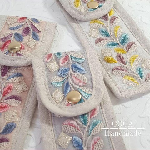 【ペンケース】インド刺繍リボンのスマートペンケース