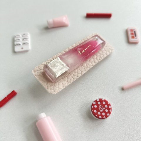 異素材mixつやつやヘアクリップ: pink