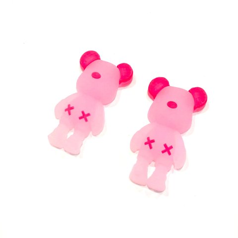 「#7116」ピンク 熊 樹脂 パーツ ✴︎４個セット