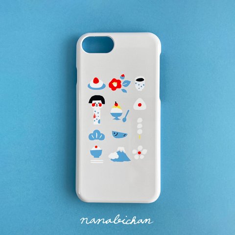 スマホケース 全機種対応 ハードスマホケース こけし 北欧 和風「かわいい日本」iPhone Android グレー プレゼント