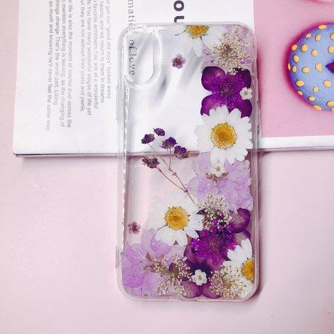 イニシャル 押し花☆全機種対応スマホケースiPhone13/14☆iPhone12/12pro☆iPhone13promax☆iPhoneSE2☆Galaxy S23 Ultra ☆手帳型は作れます